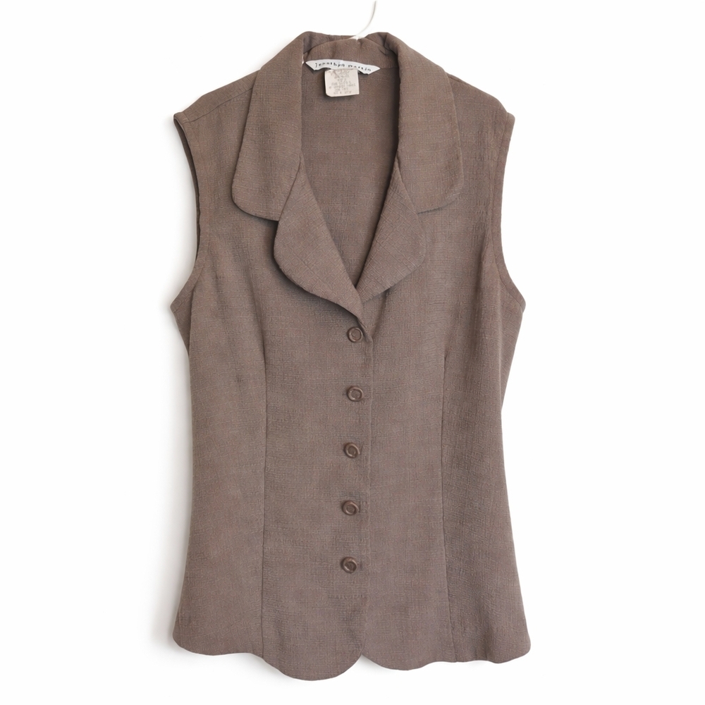 Jonathan Martin Vintage 90s Taupe Sleeveless Blazer Vest Small
